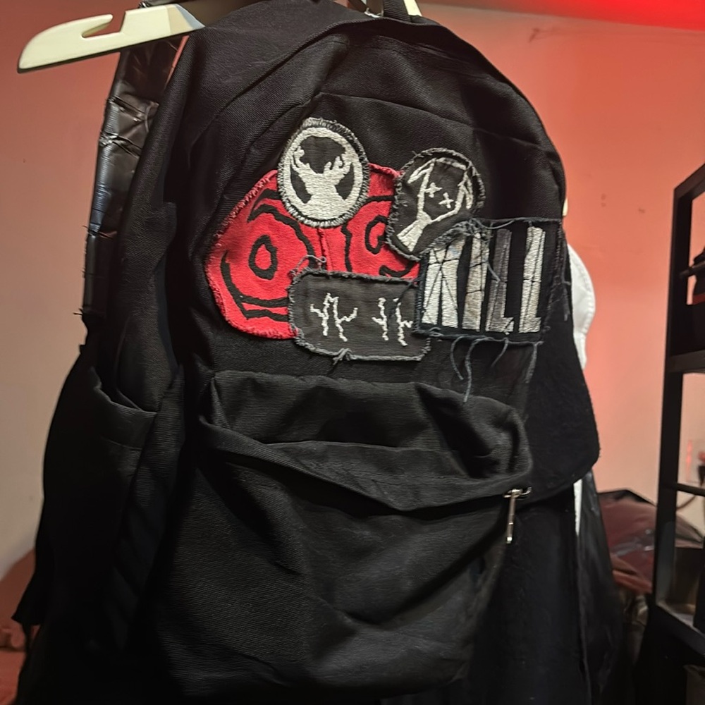 Red and Black Graphic Backpack Classic Style